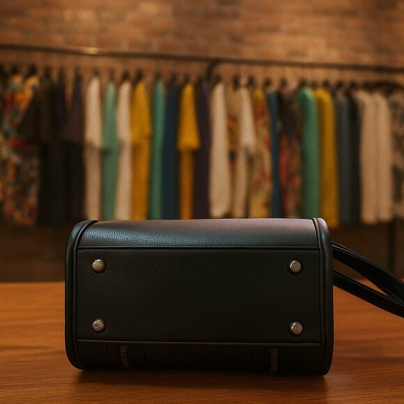 Ed Hardy Black Chain Handle Satchel Purse | Style EHH08901V-12-BLK | Tattoo Rose - Picture 3 of 4